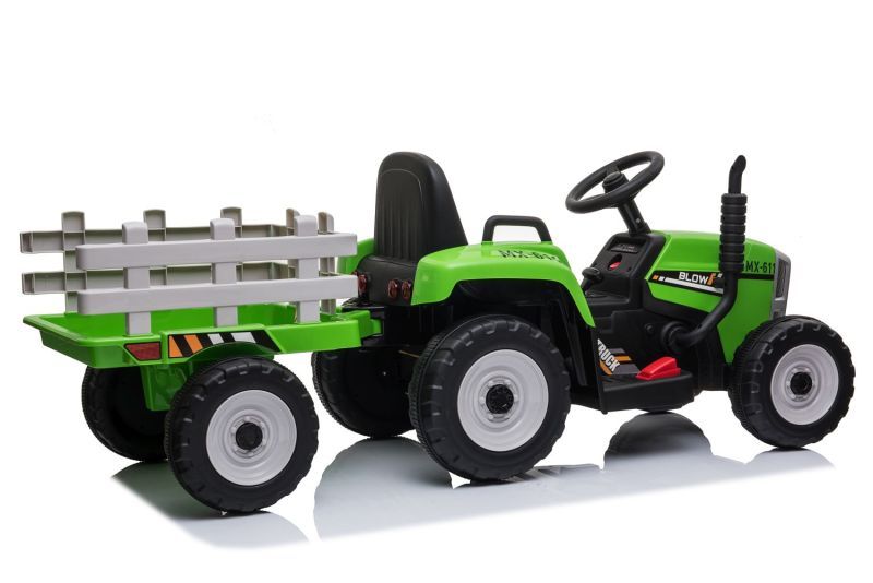 12V Kinder Traktor mit Anhänger & Grabschaufel & MP3-Player für