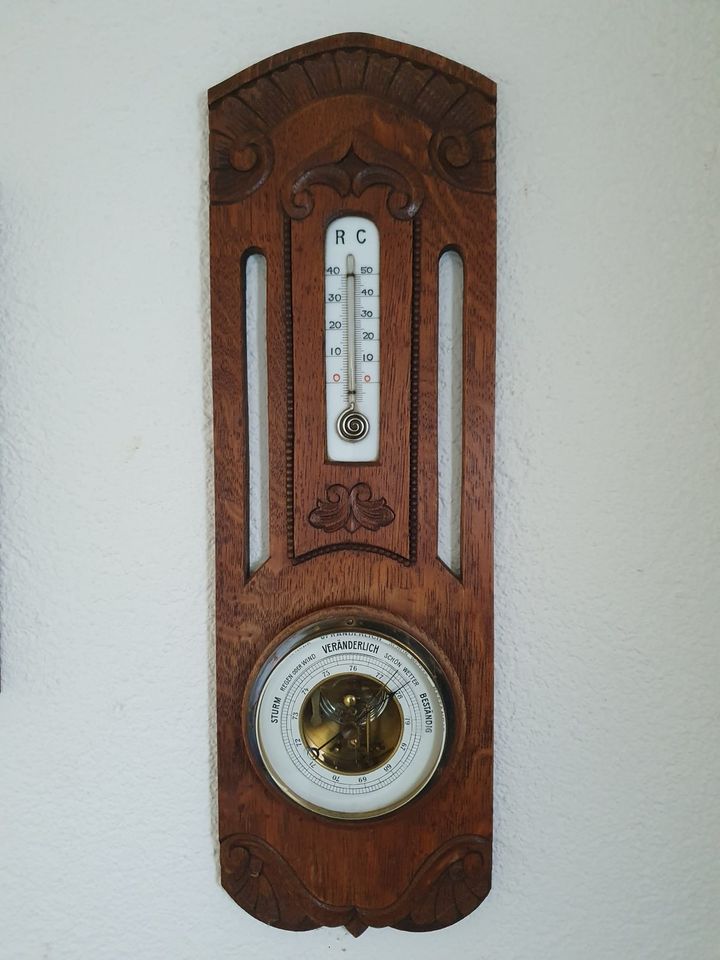 Wand-Barometer / Thermometer in Murg