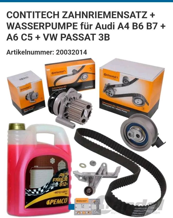 CONTITECH ZAHNRIEMENSATZ + WASSERPUMPE für Audi A4 B6 B7 + A6 C5 in  Niedersachsen - Bleckede, Ersatz- & Reparaturteile