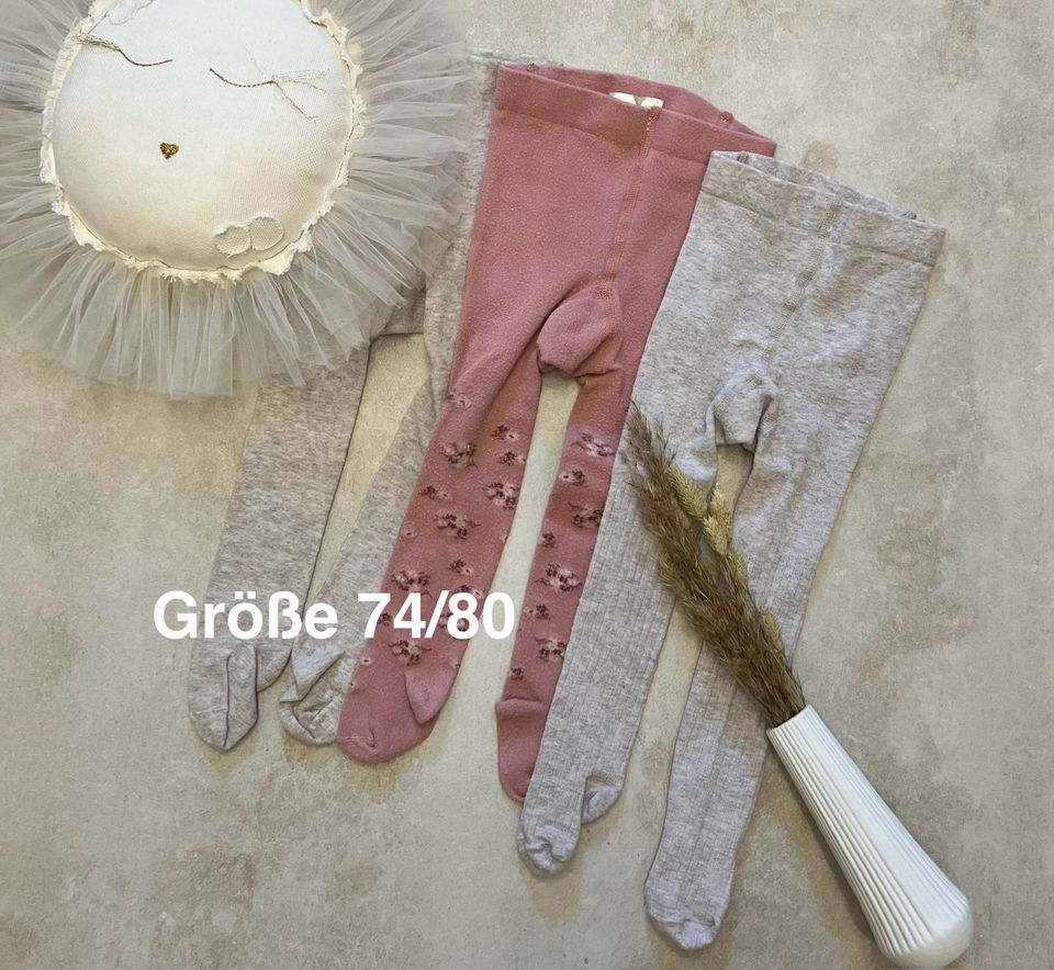 H&M Baby Kinder Strumpfhosen 3er Set beige rosa Größe 74/80 in Potsdam