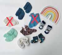Babysocken gestrickt Wolle Puschen Füßlinge handmade Schuh Rassel Sachsen - Chemnitz Vorschau