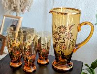 Set: 5 Vintage Saft Gläser + Glas Karaffe Blumen gold orange Dresden - Gorbitz-Ost Vorschau