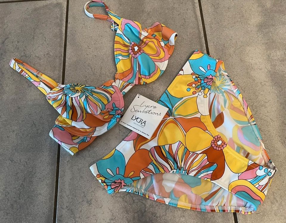 Beach Time Bikini Set Bügel bunt geblümt 36 B Slip S NEU in Rehlingen-Siersburg