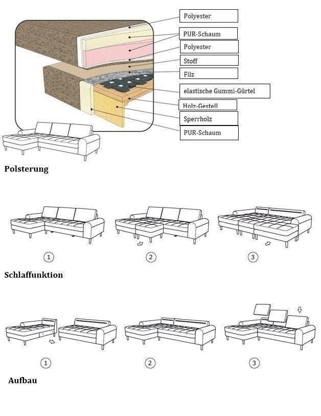 ECKSOFA MIT SCHLAFFUNKTION HOCKER XXL GROß ECKCOUCH NEU in München