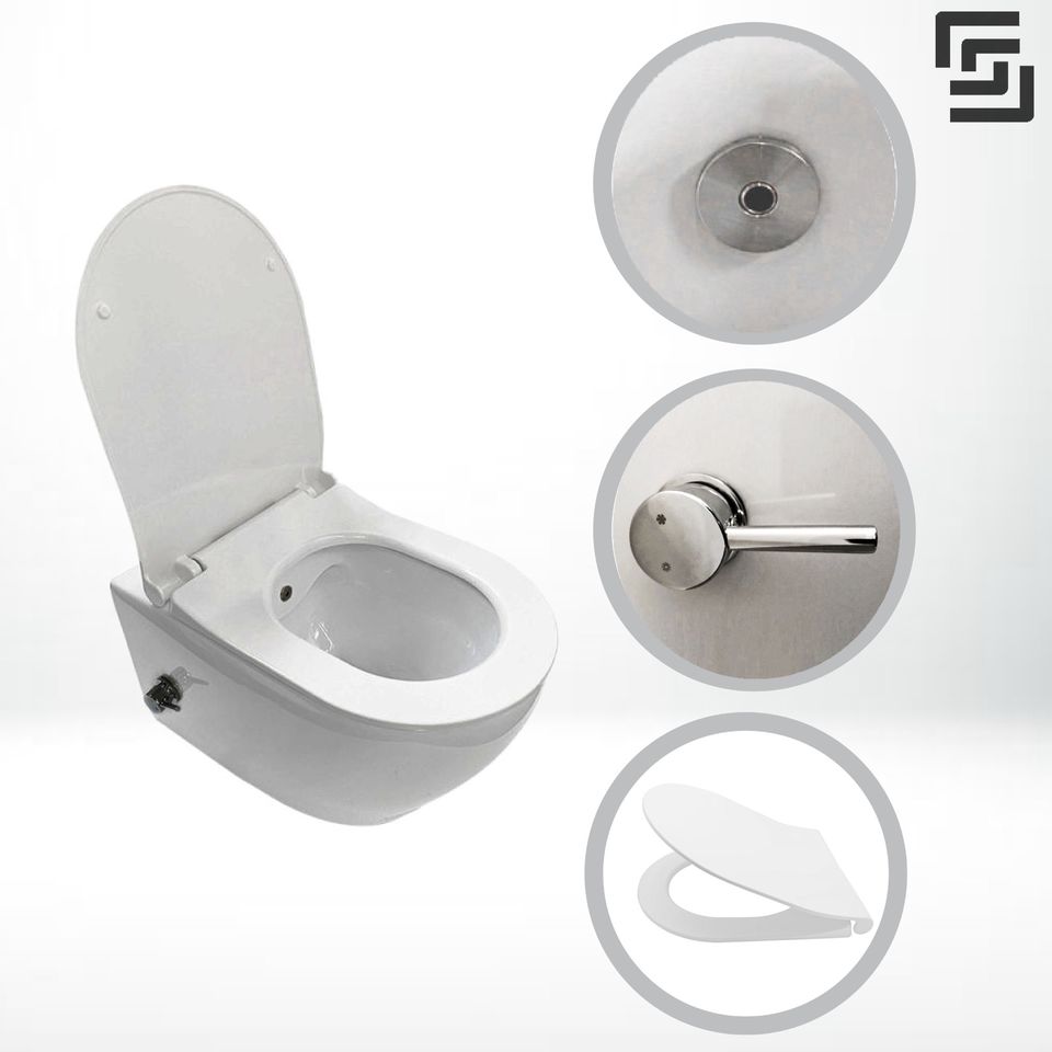 2 in 1 Dusch WC | Taharet | integrierte Armatur | Bidet Toilette | Gesäß Dusche Spülrandlos | Hygiene WC | Softclose Deckel mit Absenkautomatik in Kierspe