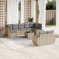 10-tlg. Garten-Sofagarnitur mit Kissen Beige Poly Rattan Couch Hessen - Weilburg Vorschau