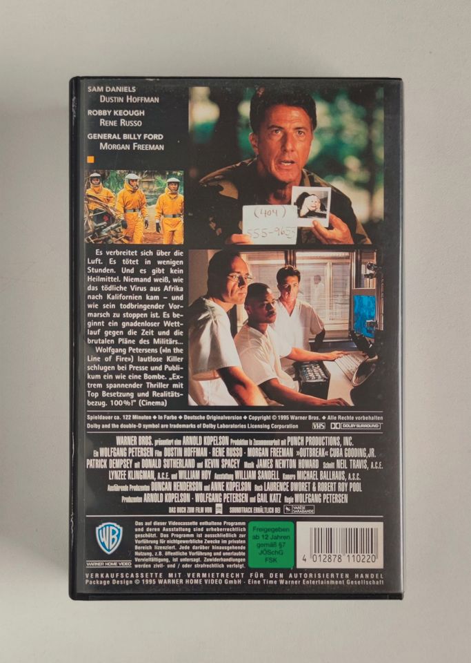 Outbreak - Lautlose Killer M.Freeman [VHS] Videokassette(WB 1995) in Oer-Erkenschwick