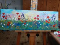 Gemälde Blumenwiese Mohn direkt von Künstlerin Acryl Leinwand Baden-Württemberg - Karlsruhe Vorschau