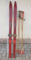 Alte antike DDR Ski mit Stöcker Sachsen-Anhalt - Zörbig Vorschau