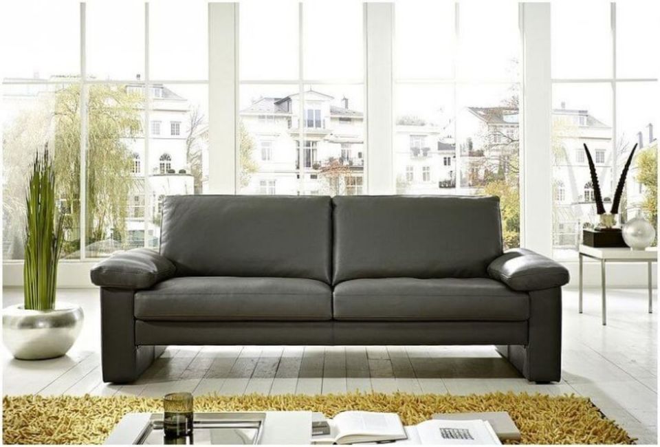 schwarzes Ledersofa, Sofa, Couch, 3-Sitzer in Gülzow