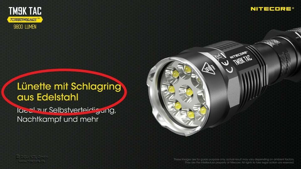 Nitcore   TM9K Tac Taktische LED  Taschenlampe Ultrahell 9800 Lum in Bischoffen