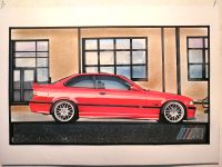 BMW E36 M3 Coupe Rot selbstgemaltes Bild 50/70 Unikat Niedersachsen - Friesoythe Vorschau