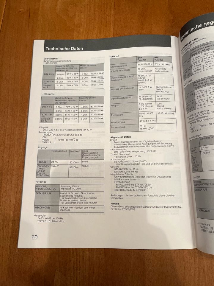 Sony Stereo Receiver Verstärker GX590 mit Fernbedienung in Griesheim