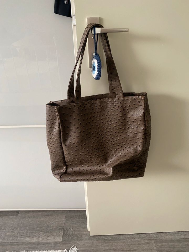 2 Shopper Handtasche groß Set Cognac Khaki braun gut vegan Pu in Dietzenbach