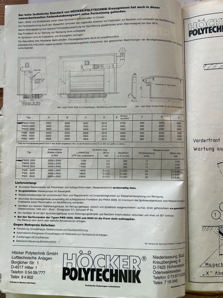 Farbnebelabsaugwand, Lackieranlage, Höcker Polytechnik in Sinntal