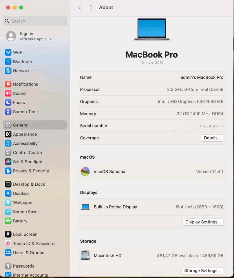 MacBook Pro 15" 2019 (QWERTY) - i9 32GB in Heidelberg