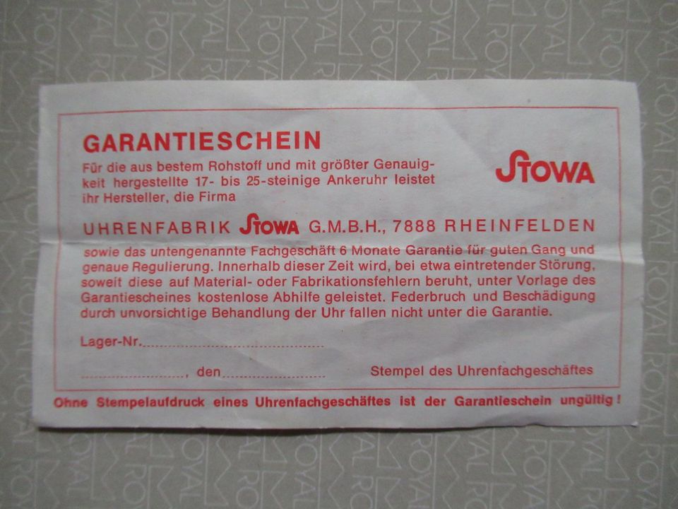 Armbanduhr Stowa Handaufzug NEU in Mindelheim