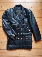 schwarze klassische Lederjacke Jacke Echtleder Doppelreiher Gold Berlin - Reinickendorf Vorschau