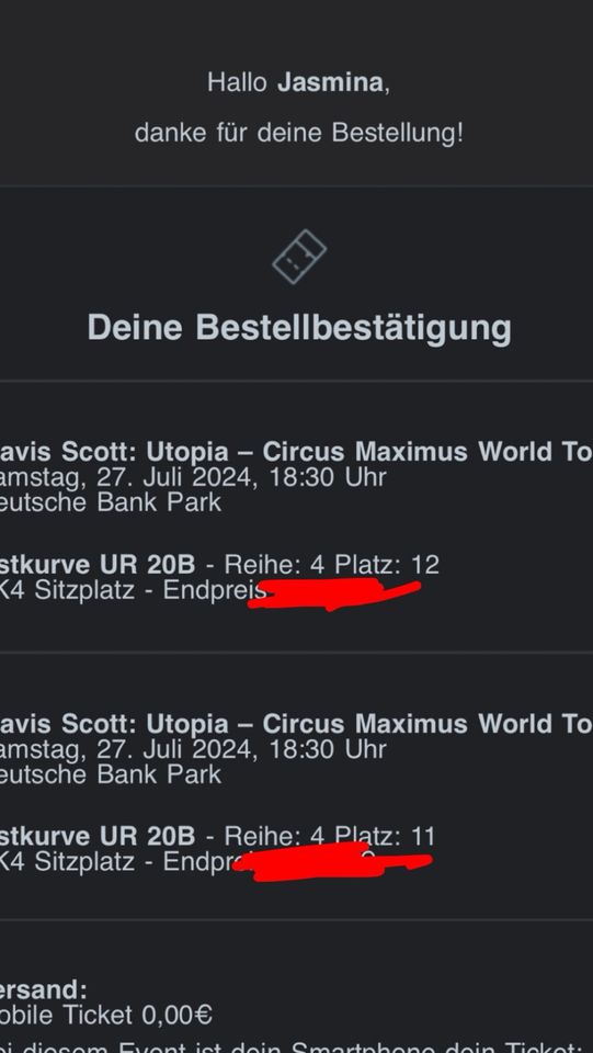 Travis Scott Ticket 27.07 Frankfurt in Duisburg