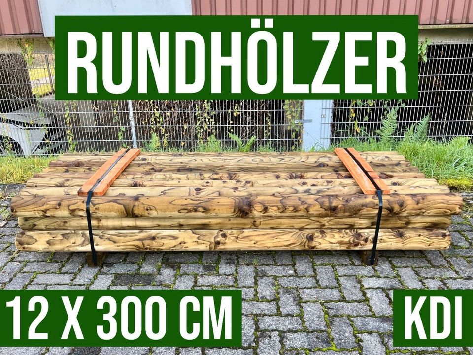 Palisade Rundholz Schneefangholz Stangen Holz - 12 x 300 cm - KDI in Lennestadt