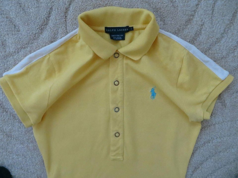 RALPH LAUREN-DAMEN POLO-SHIRT-GR. S-GELB MIT WEISSEN STREIFEN in Welfesholz