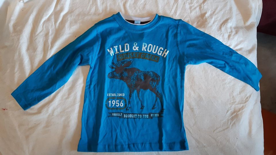 Kinder-Langarmshirt " wild + rough " Blau Größe 110 NEU in Adelzhausen