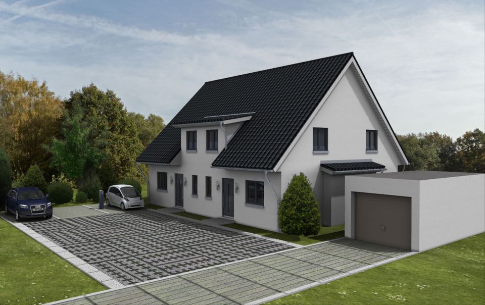 Traumhafte Südlage und Garage - Neubau-Doppelhaushälfte mit Baugenehmigung für kurzfristigen Baustart in Ahrensburg