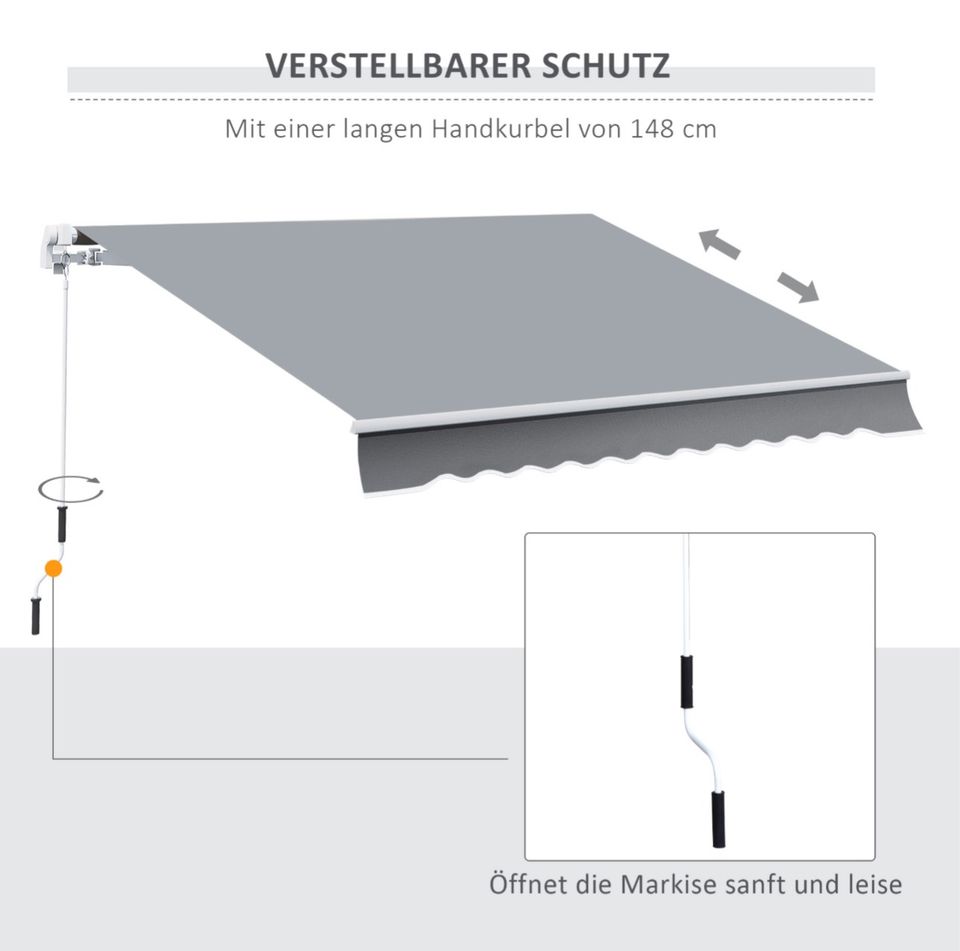 Markise, Sonnenschutz, einfahrbar, mit Handkurbel 3,95 x 2,45 m in Kassel