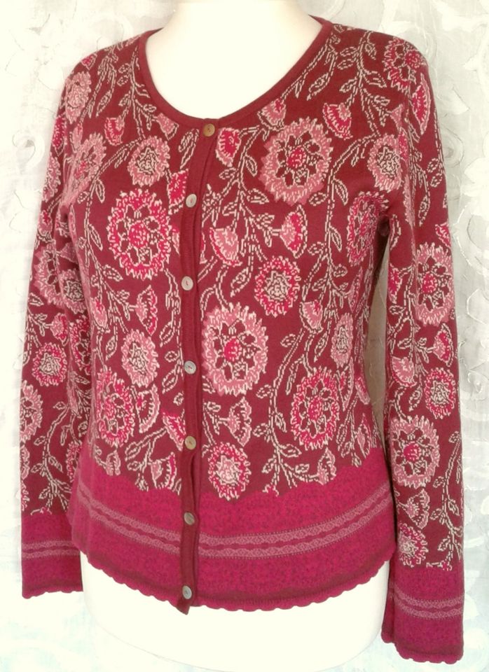 Pullover Strick-Pulli Paisley-Muster Perlen orange lila 44 46 XL in Berlin