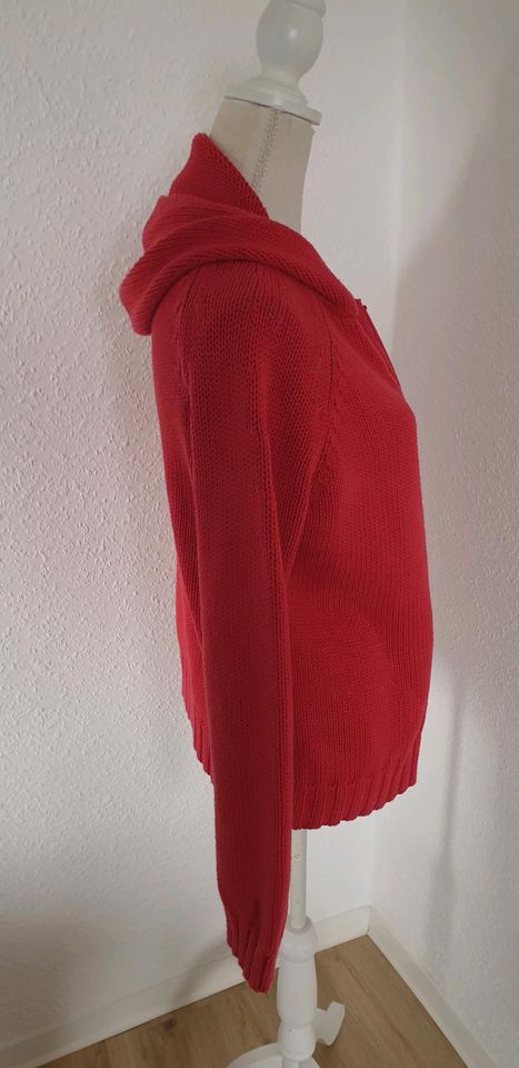 Tommy Hilfiger Damen Strickjacke mit Kapuze, Jacke, rot, Gr. L in Berlin