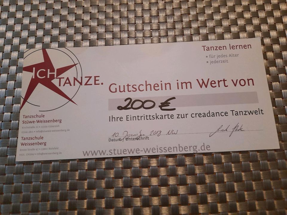 Gutschein zum tanzen bei Stüwe - Weissenberg in Hövelhof