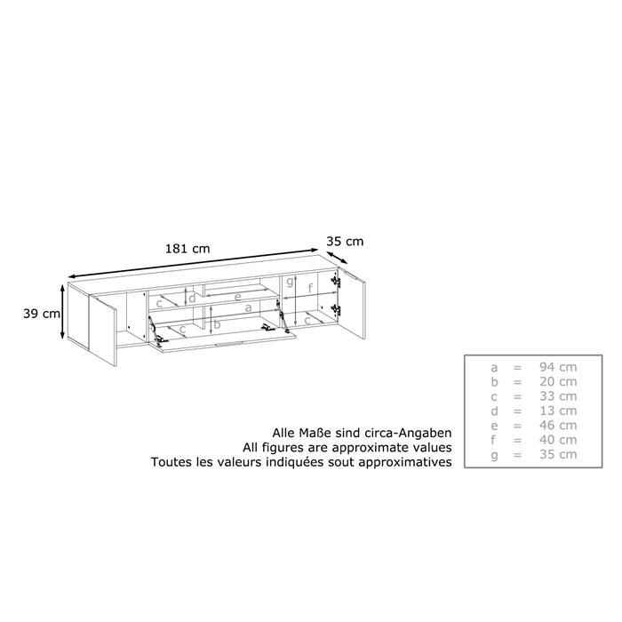 TV Lowboard Fernsehtisch Fernsehschrank 181 cm - eiche natur in Bad Oeynhausen