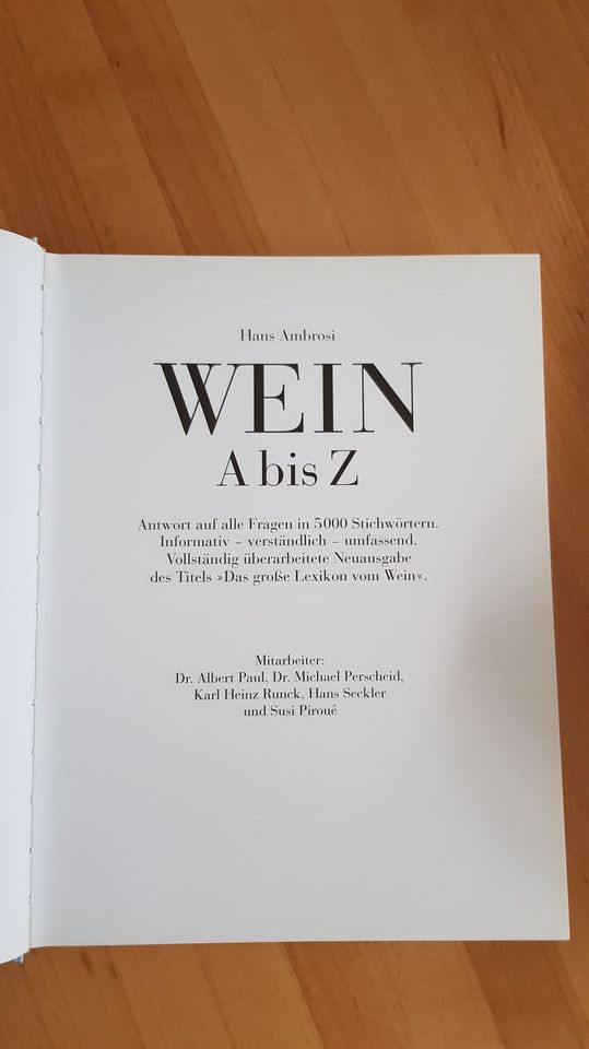 Wein A bis Z, Buch v. Hans Ambrosi, Gräfe u. Unzer Verlag, neuw. in Edingen-Neckarhausen