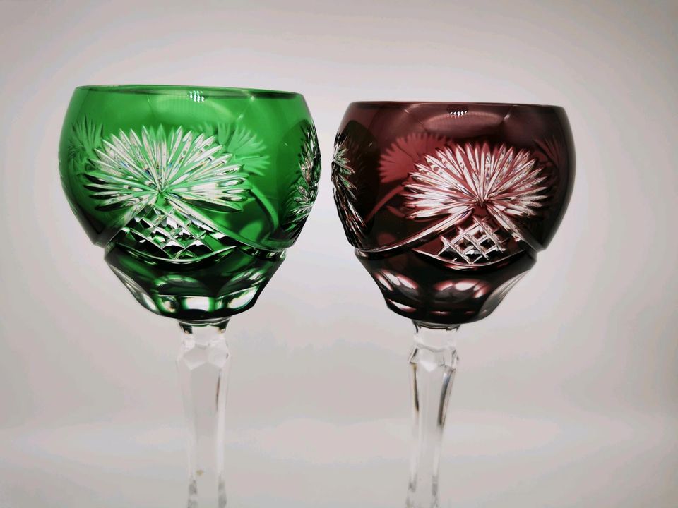 Römergläser Kristallglas Bunt Weingläser Glas Überfang Set in Herne