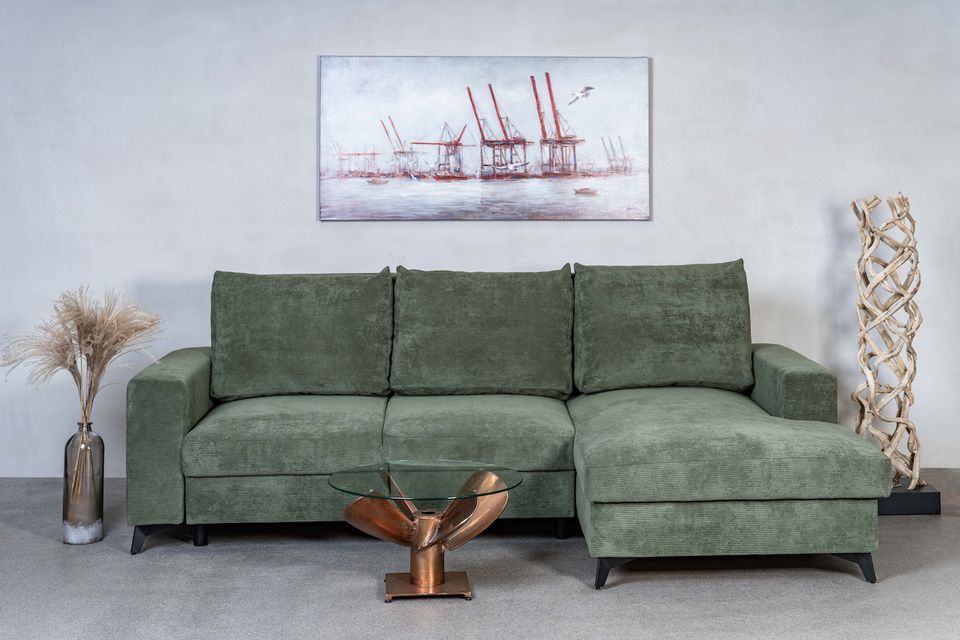 Ecksofa „Teddy“ | Cord grün 234cm | Couch in Hamburg