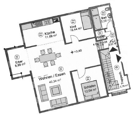 VERMIETETE 3,5-ZIMMERWOHNUNG MIT TOLLEM SICHTHOLZWERK in Bad Friedrichshall