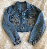 Used Look ripped Jeans Jacke Strass Glitzer Niedersachsen - Hildesheim Vorschau