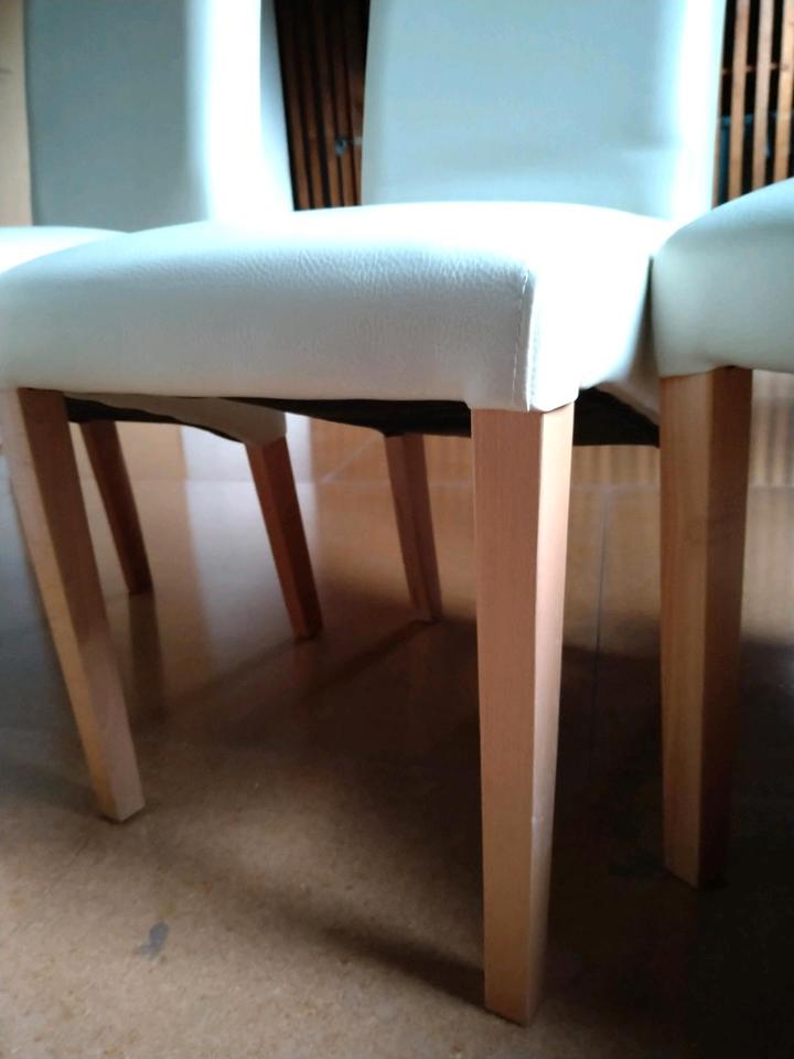 Esszimmerstuhl/ Polsterstuhl *Kunstleder creme *4er SET *wie neu in Lichtenstein