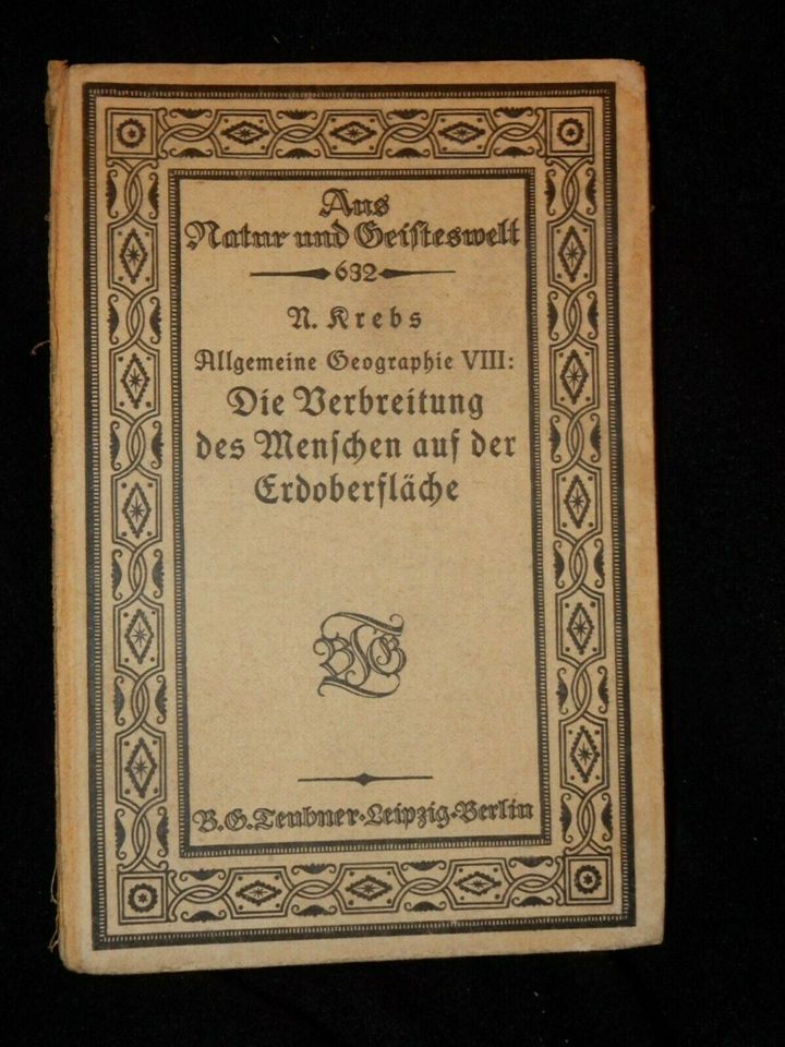 Buch : Die Verbreitung des Menschen auf der Erdoberfläche 1921 in Olching
