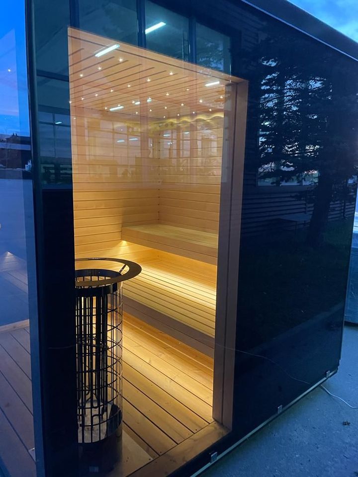 Spavio® Glas Cube Sauna Premium Gartensauna Elektro 9kW in Düsseldorf