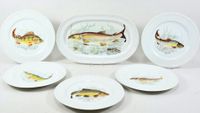 5x Limoges Porzellan Teller & 1x Platte mit Fisch Druck Baden-Württemberg - Heidenheim an der Brenz Vorschau