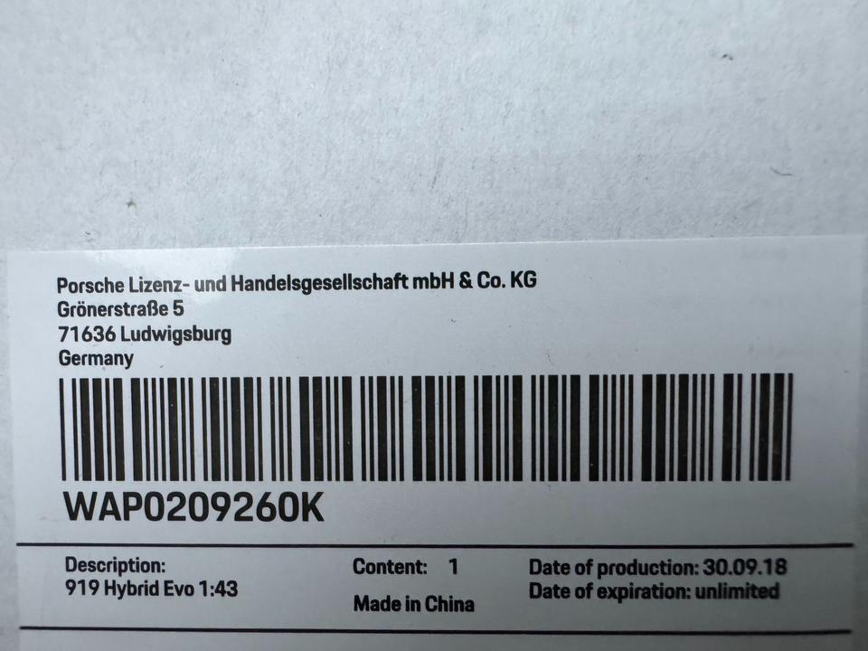 Spark Porsche 919 Hybrid Evo #1 Tribute Tour 2018 1:43 Ovp neu in Neukloster