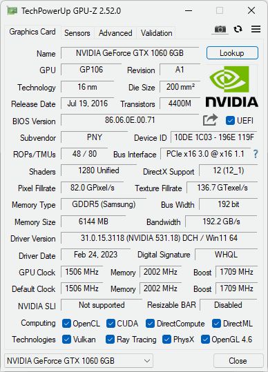 PNY NVIDIA GeForce GTX 1060 6GB in Bielefeld