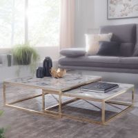 WOHNLING Design Couchtisch 2er Set Weiß Marmor Optik Eckig Hessen - Bad Salzschlirf Vorschau