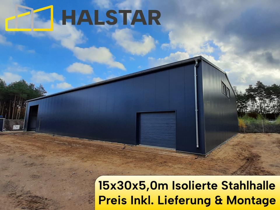 15x30x5,0m Isolierte Stahlhalle Produktionshalle Industriehalle in Duisburg