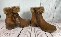 Tamaris Boots Stiefel braun Gr 37 4,5cm Absatz Leder Glitzer Fell Niedersachsen - Wittingen Vorschau