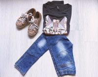 3 tlg Set: Jeans Jeggings+T-Shirt+Sneaker ♥ MODERN ♥140/158+33 MK Bayern - Huglfing Vorschau