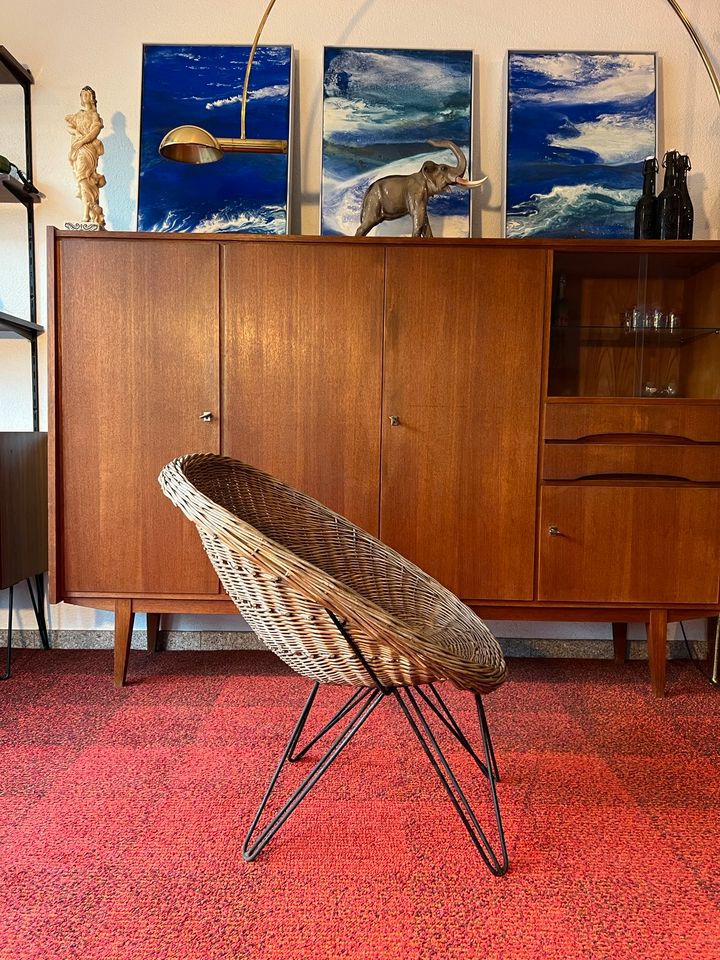 Mid Century Korbsessel Hairpin 1950 Bauhaus Industrial easy chair in Schorndorf