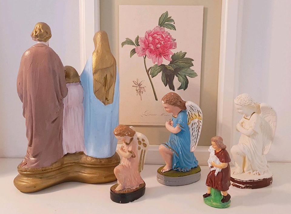 Alte Gips Figuren Engel Maria Mutter Gottes Jesus Shabby Vintage in Mandelbachtal