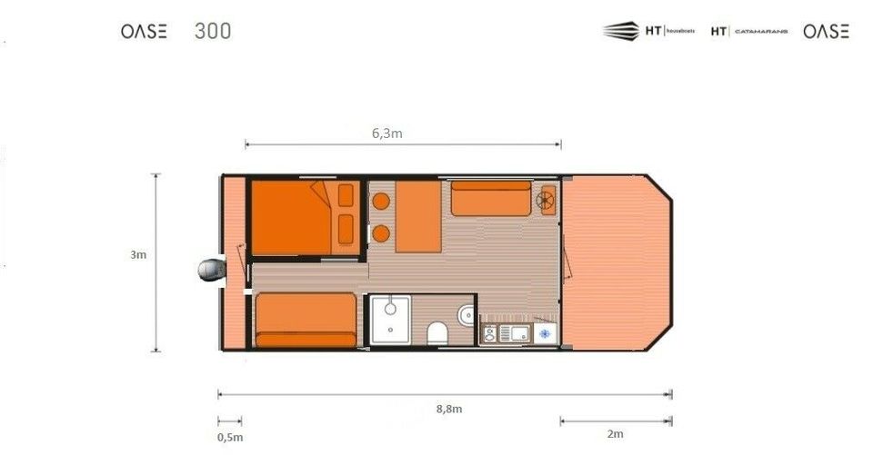 Hausboot OASE 300, Katamaran, Motorboot, HT Houseboats, neu in Bergkamen